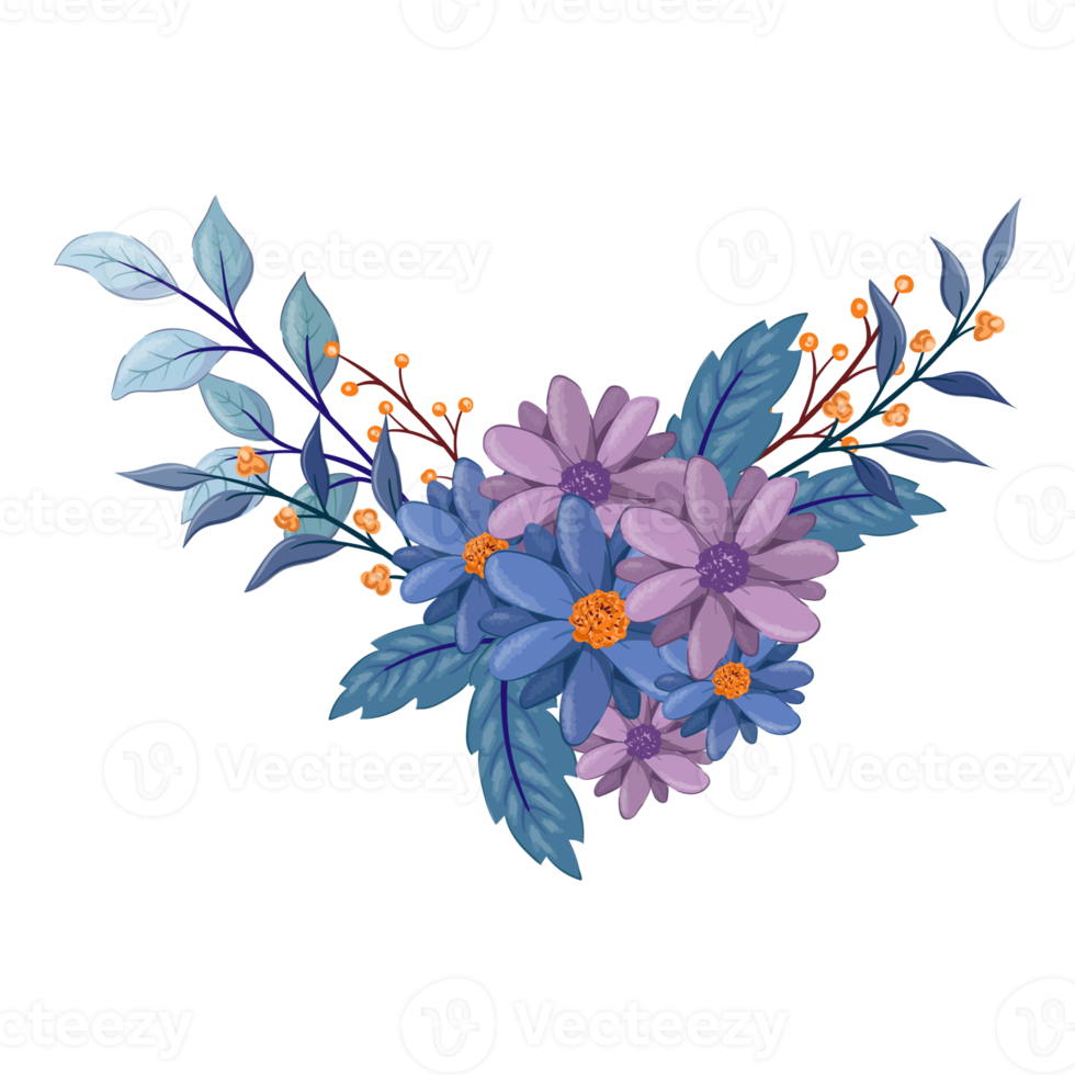 Purple Flower Arrangement with watercolor style png