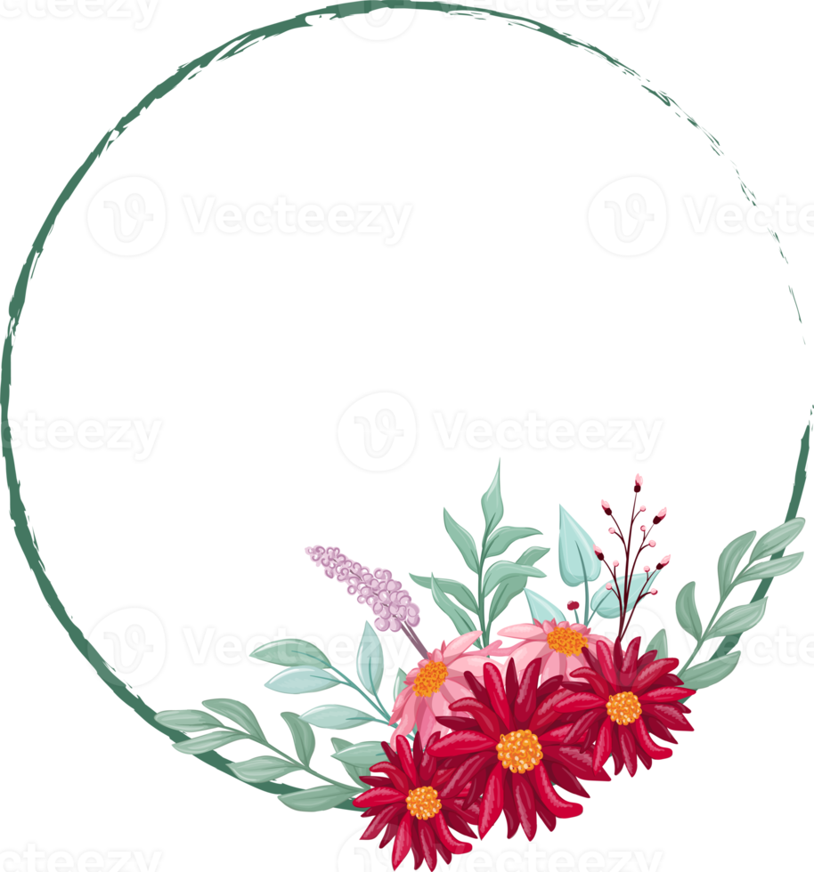 Red Flower Arrangement with watercolor style png