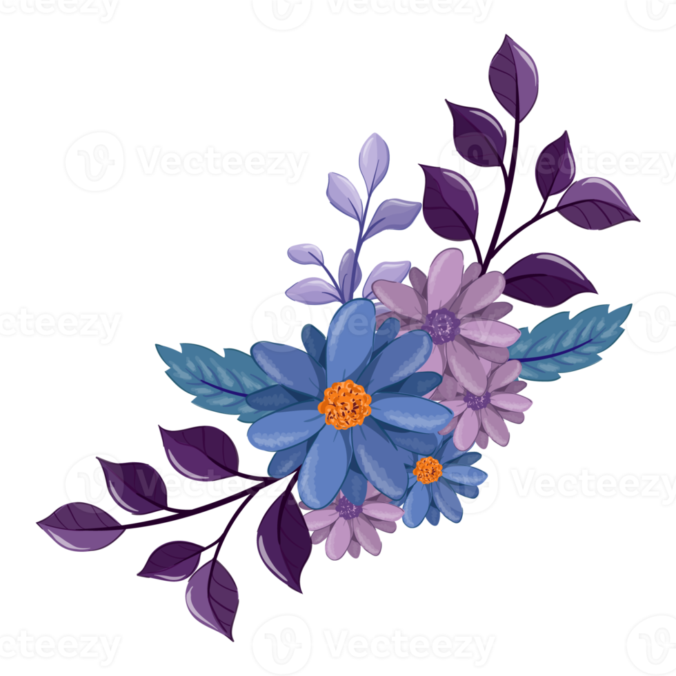 arrangement de fleurs violettes avec style aquarelle png