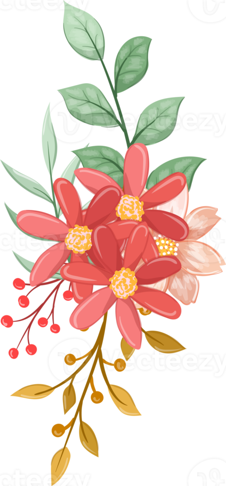 Orange Flower Arrangement with watercolor style png