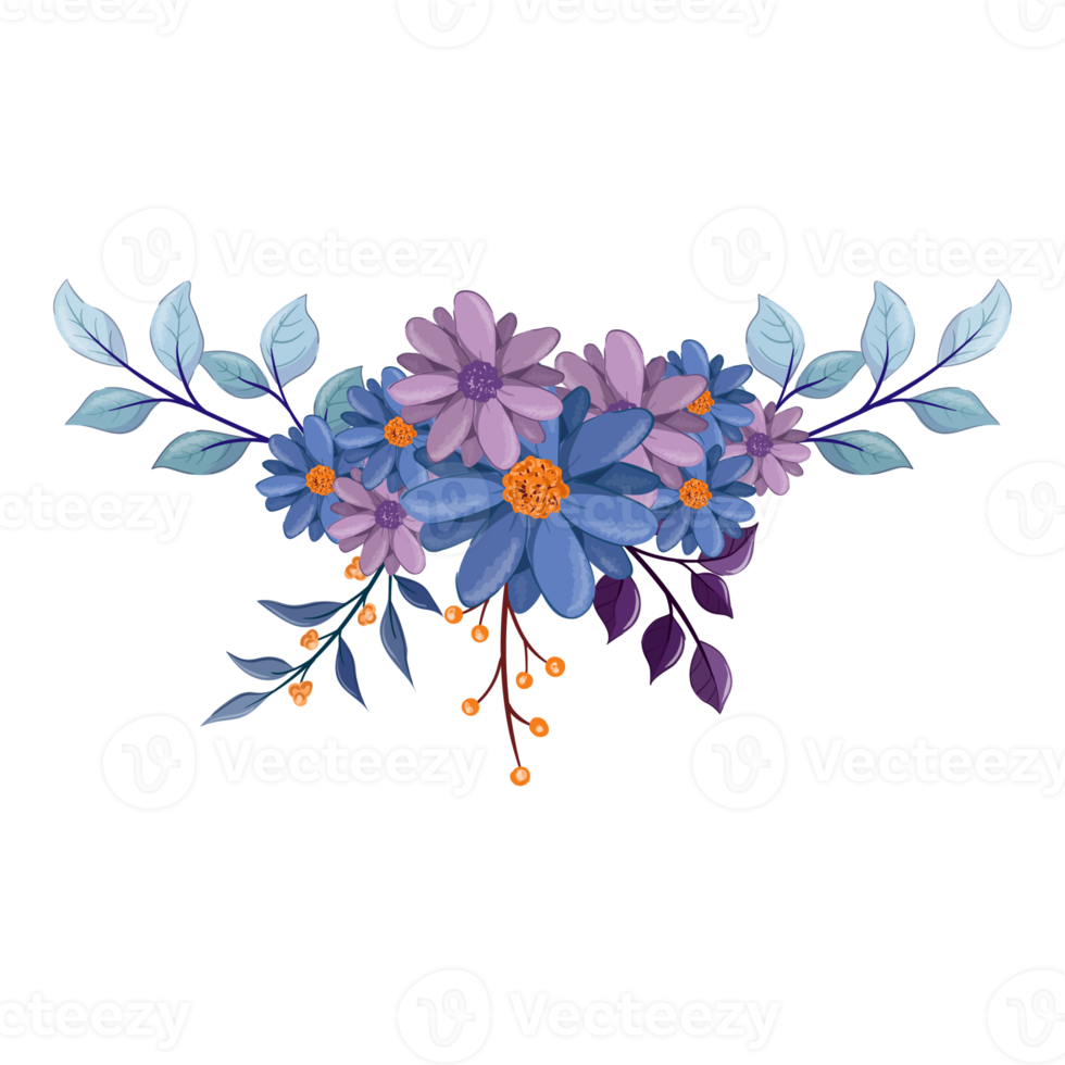 Purple Flower Arrangement with watercolor style png