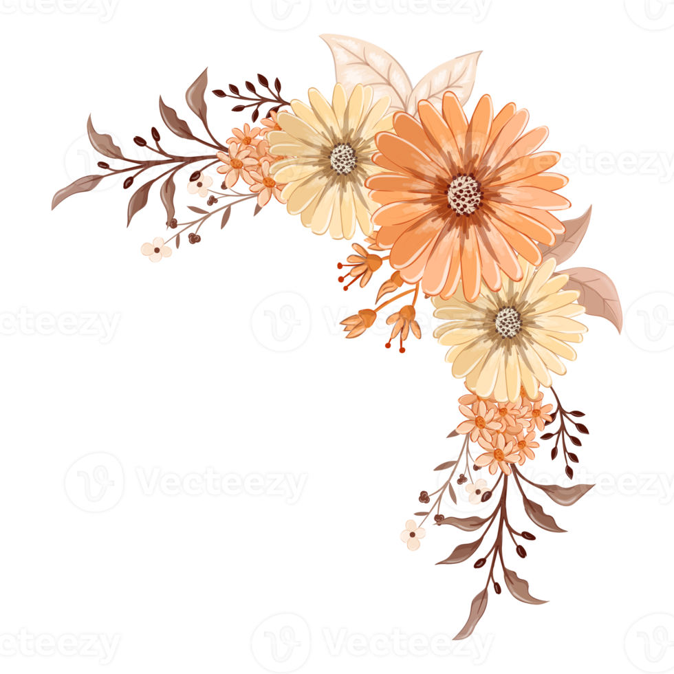 Orange Flower Arrangement with watercolor style png