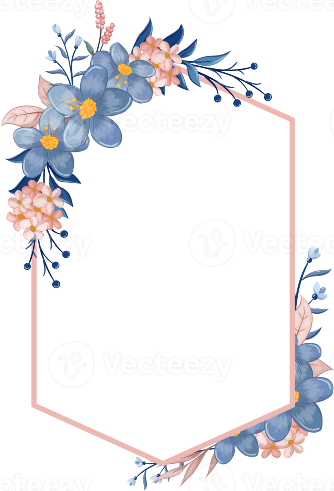 Blue Flower Arrangement with watercolor style png