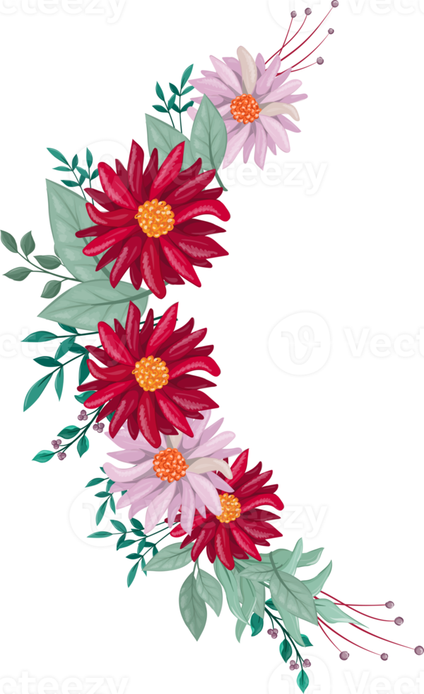 Red Flower Arrangement with watercolor style png