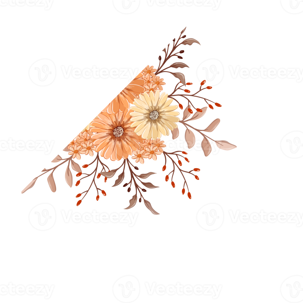 Orange Flower Arrangement with watercolor style png