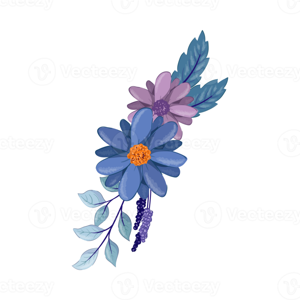 Purple Flower Arrangement with watercolor style png