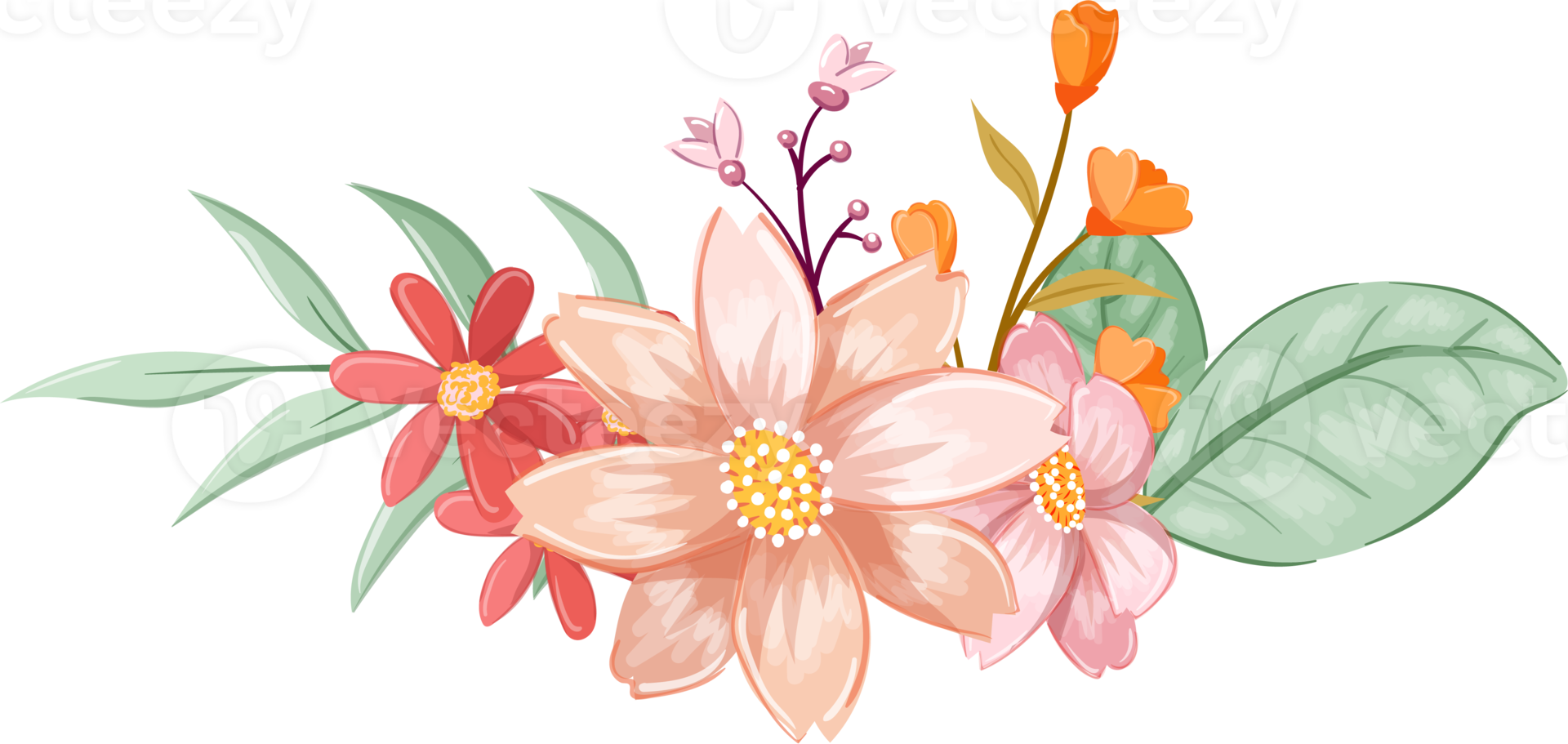 Orange Flower Arrangement with watercolor style png