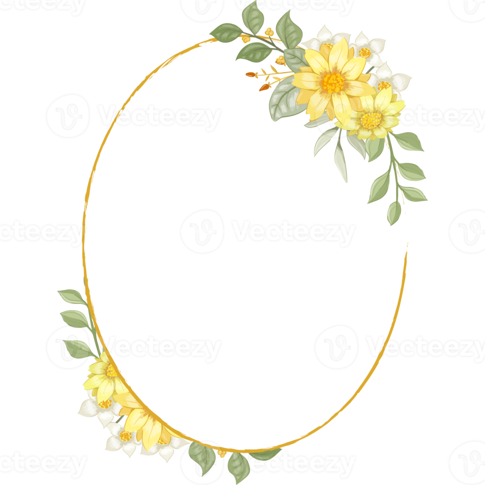 Yellow Flower Arrangement with watercolor style png