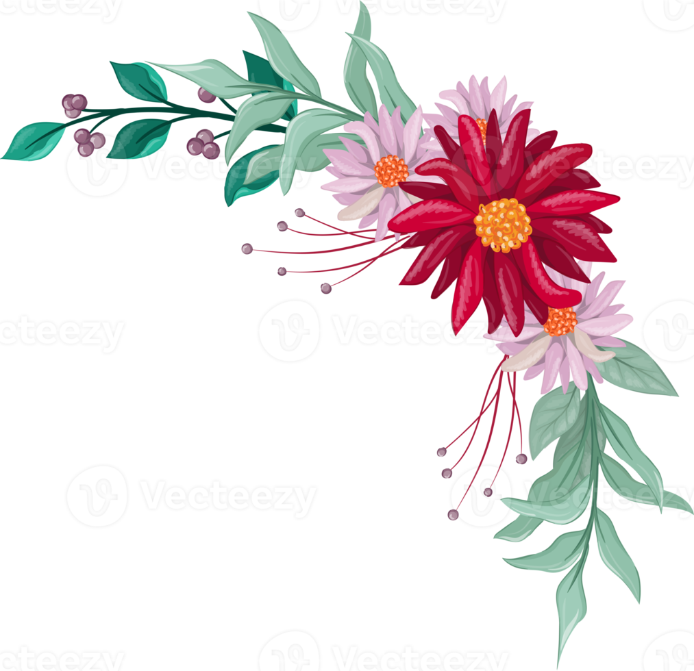 röd blomma arrangemang med vattenfärg stil png