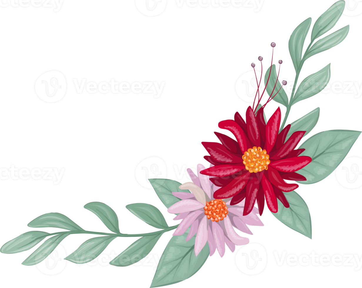 röd blomma arrangemang med vattenfärg stil png