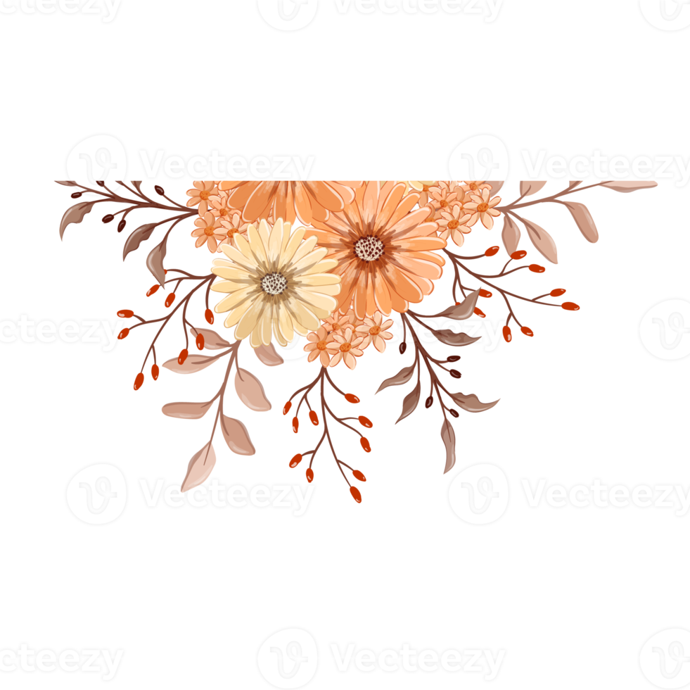 Orange Flower Arrangement with watercolor style png