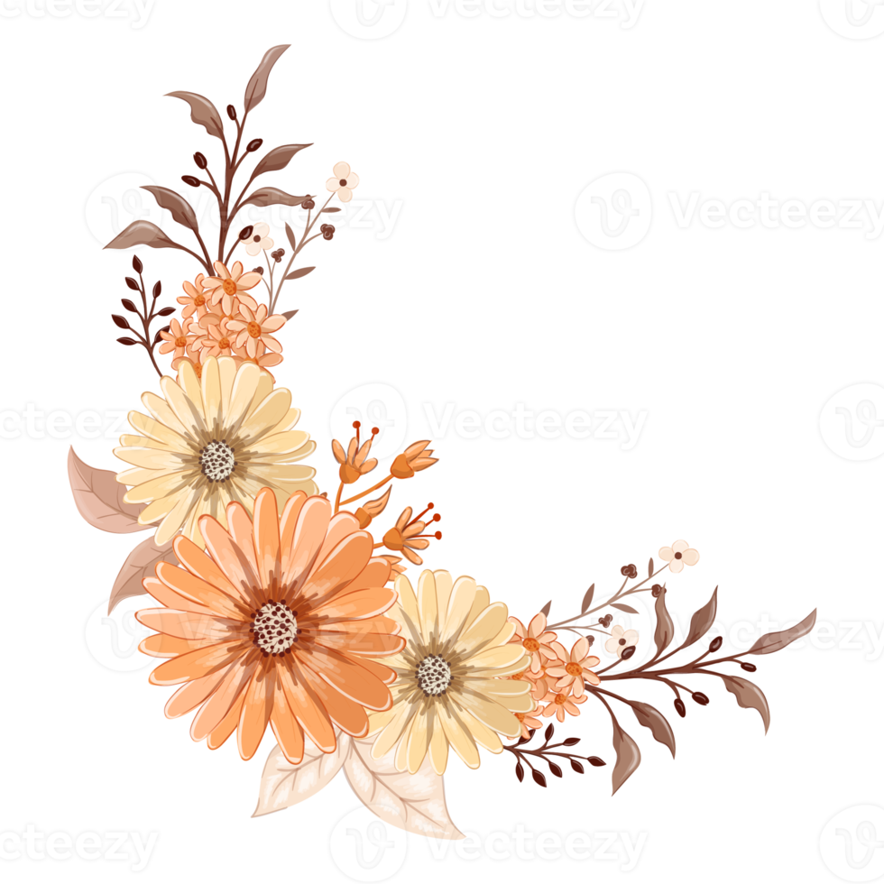 Orange Flower Arrangement with watercolor style png