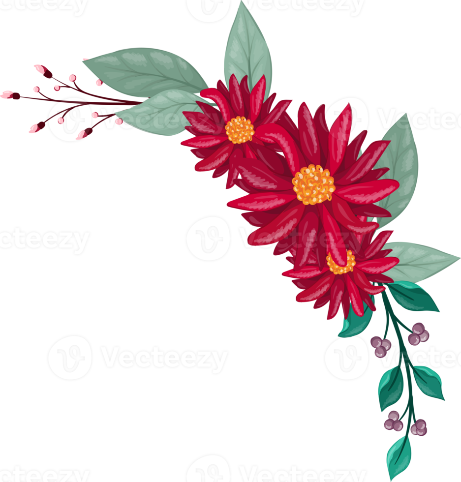 Red Flower Arrangement with watercolor style png