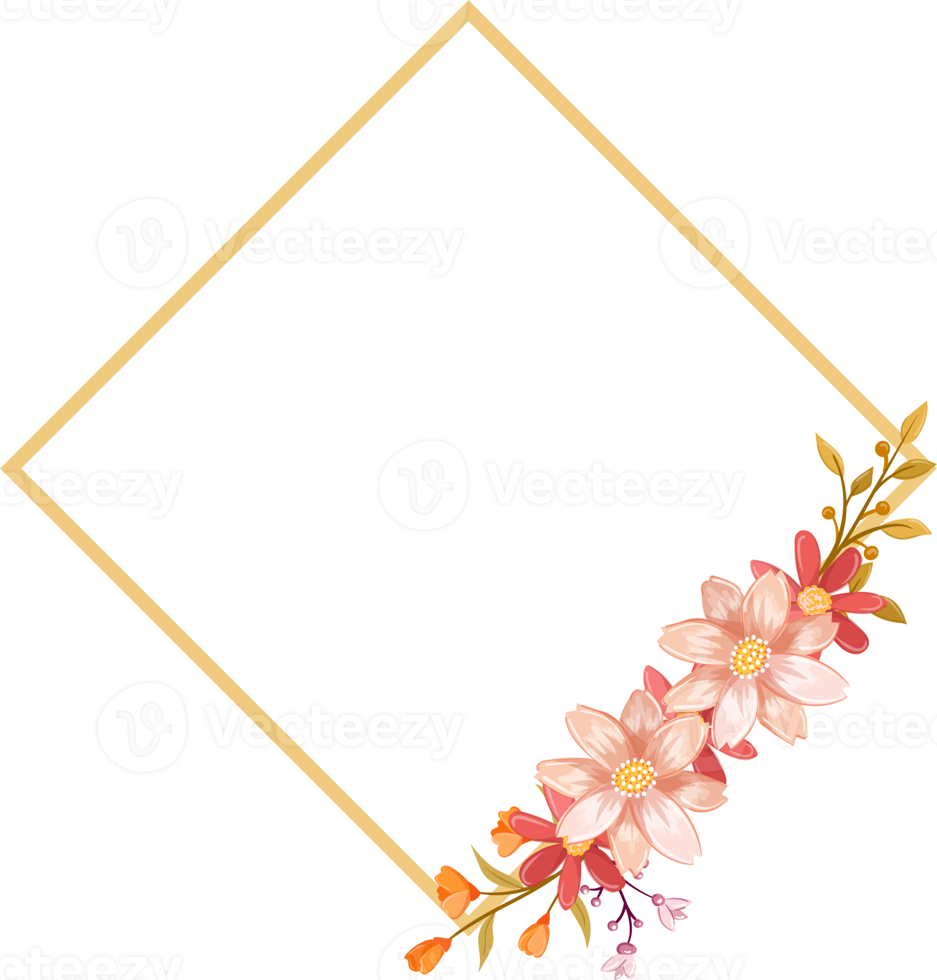 Pink Orange Flower Arrangement with watercolor style 15737307 PNG