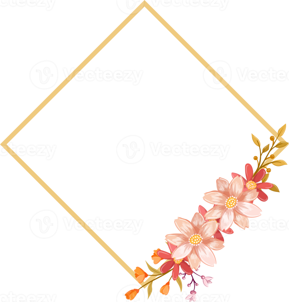 rosa orange blomma arrangemang med vattenfärg stil png