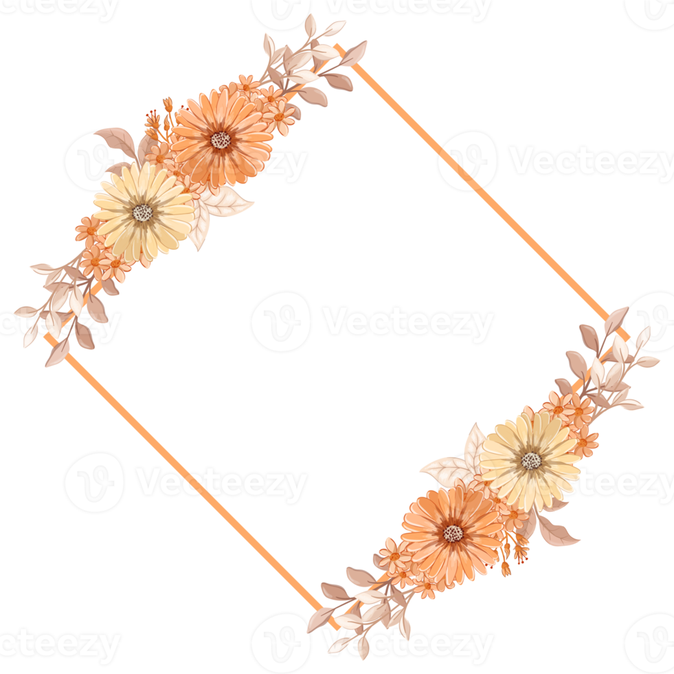 Orange Flower Arrangement with watercolor style png