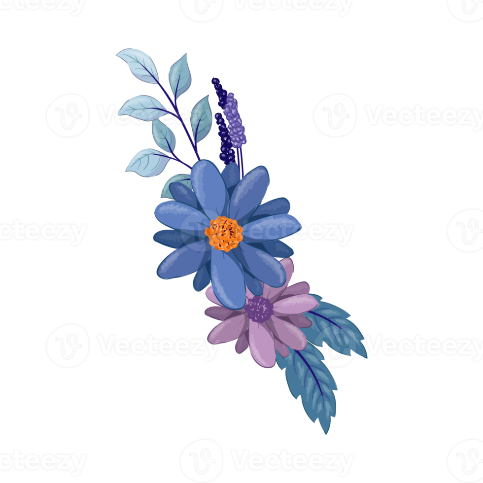 Purple Flower Arrangement with watercolor style png