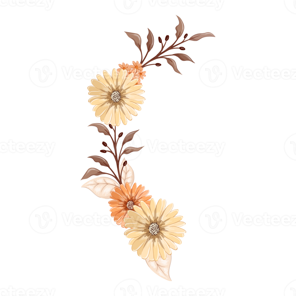 Orange Flower Arrangement with watercolor style png