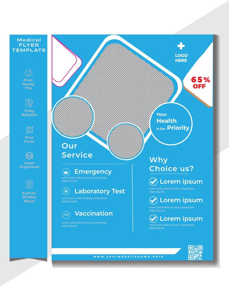 Medical flyer design template. Health care flyer vector