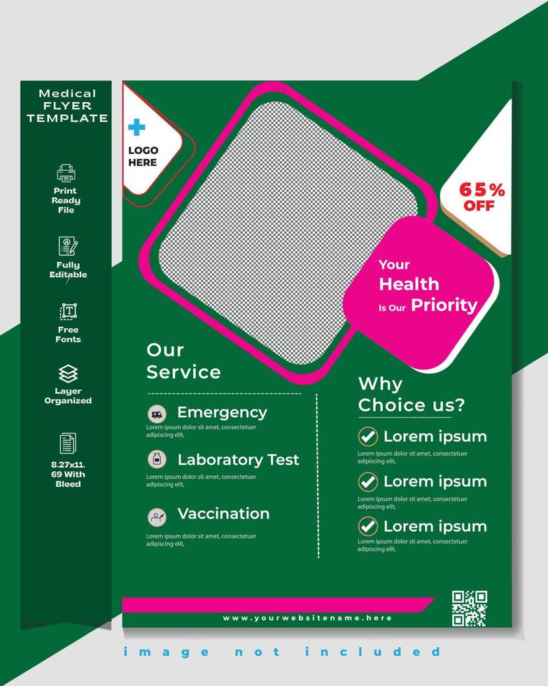 Medical flyer design template. Health care flyer vector