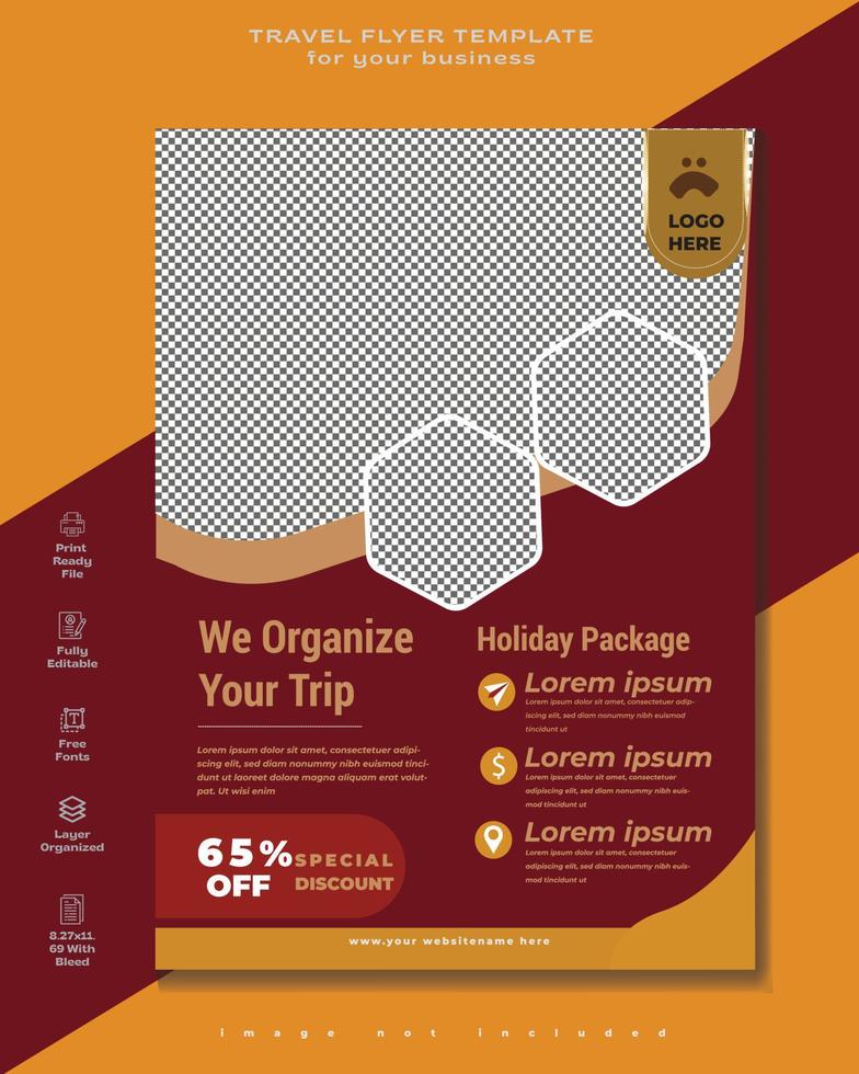Vector travel tour flyer template