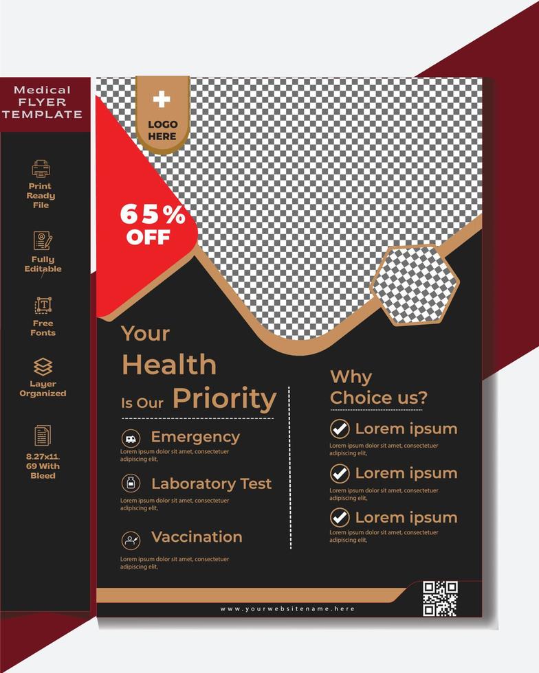 Medical flyer design template. Health care flyer vector