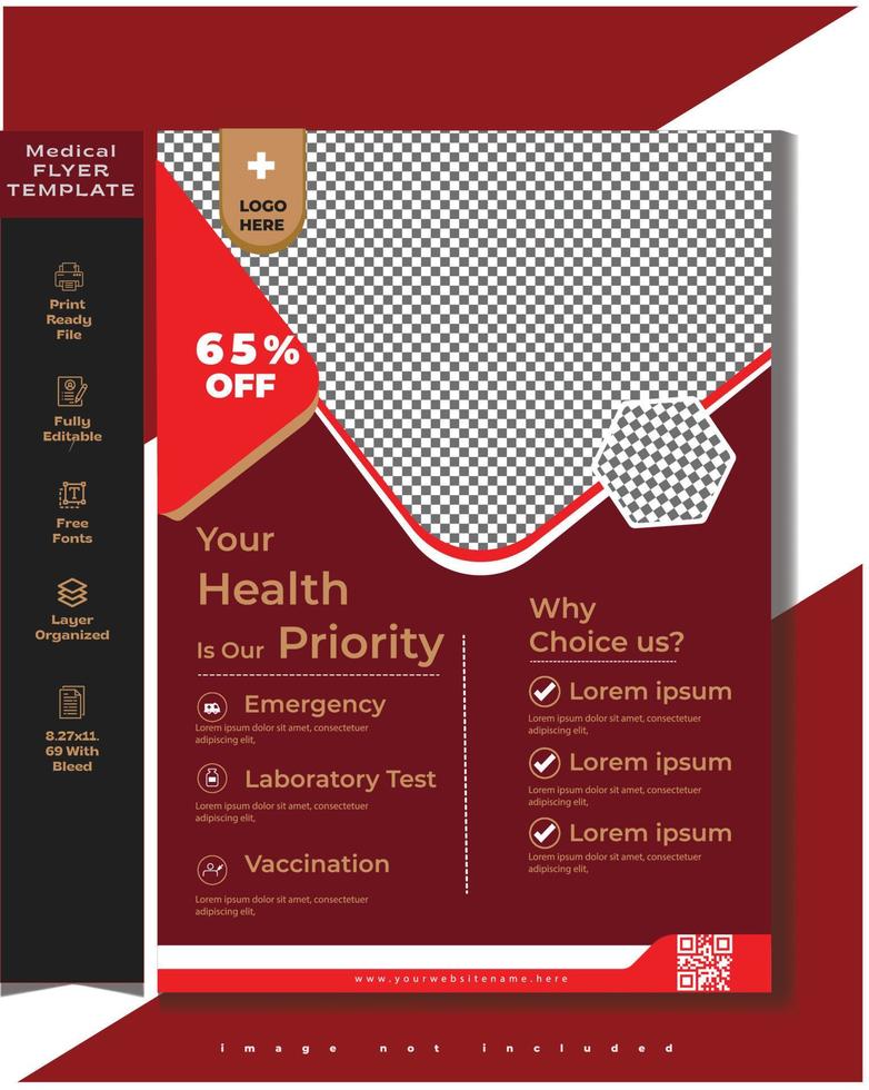 Medical flyer design template. Health care flyer vector