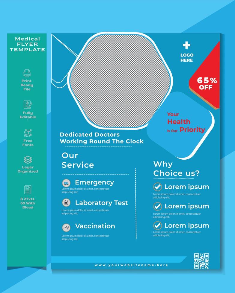 Medical flyer design template. Health care flyer vector