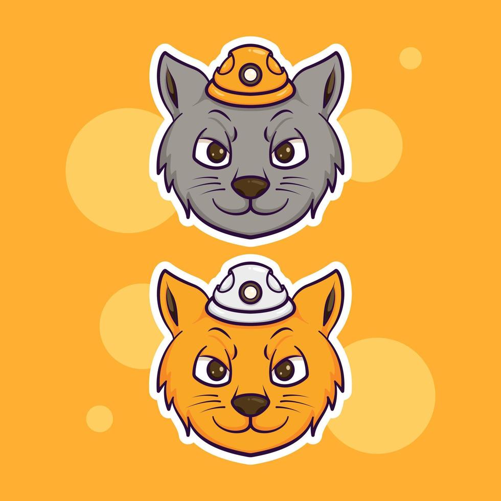 Cute adorable cartoon cat gold nft crypto coin miner illustration for sticker icon mascot and logo vector