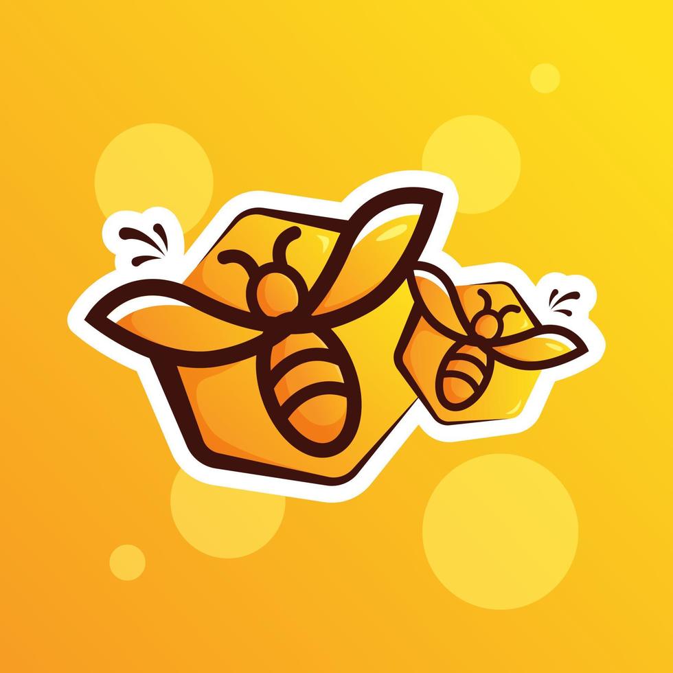 lindo adorable dibujo animado volando deliciosa dulce miel abeja ilustración para pegatina icono mascota y logotipo vector