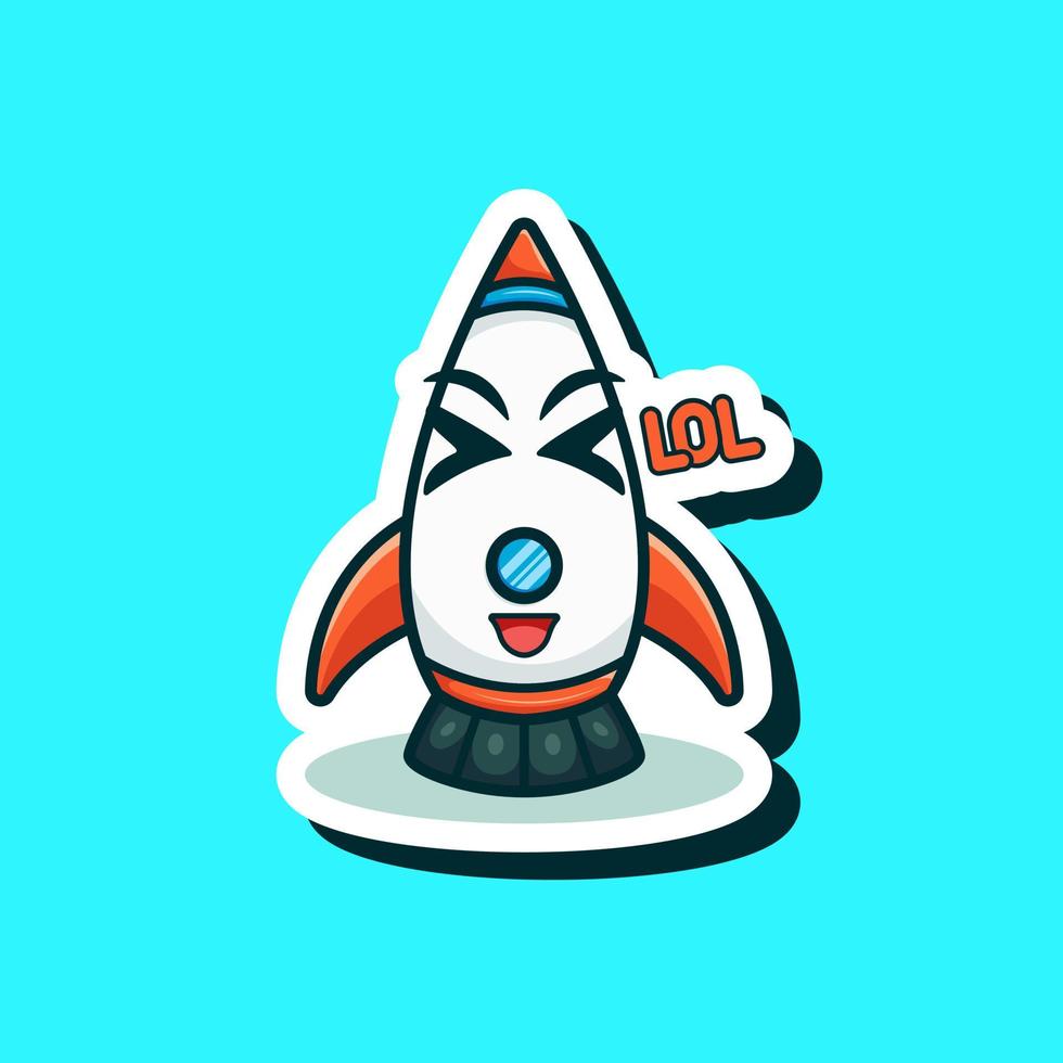 tecnología de robot de dibujos animados adorable adorable ilustración de cohete de astronauta volador para el logotipo de mascota de icono de etiqueta vector