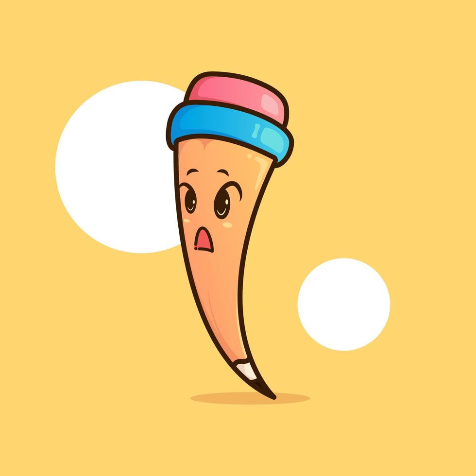 Cute adorable cartoon stationery yellow pen pencil boy illustration for sticker icon mascot and logo vector