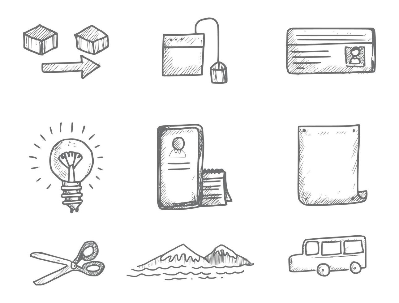 Hand drawn business icons doddle set sketch design vector