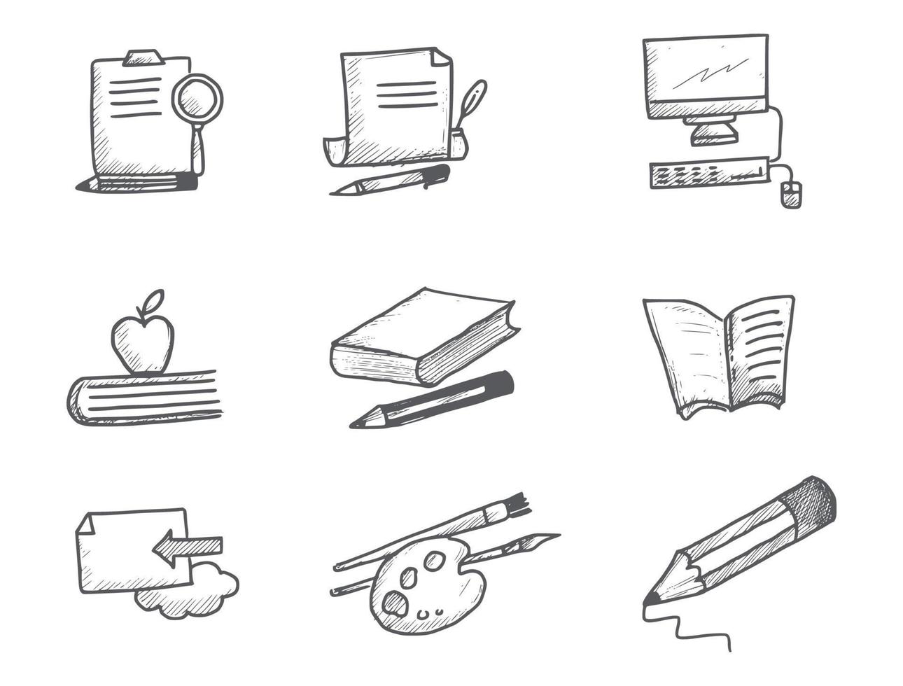 Hand drawn business icons doddle set sketch design vector
