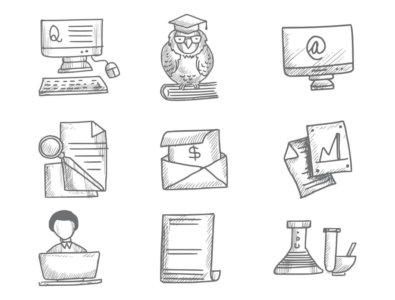 Hand draw doodle sketch icon set design vector