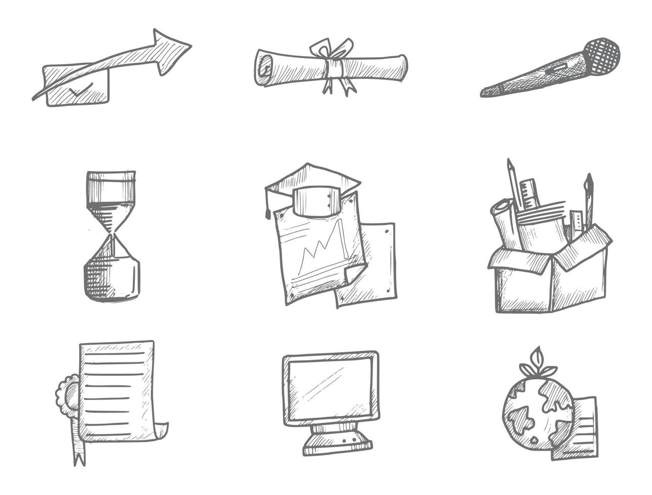 Drawing And Painting Supplies Vector Icons Set Hand Drawn Sketch