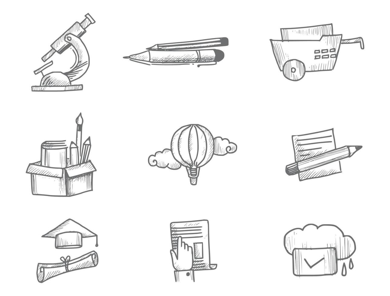 Hand draw doodle sketch icon set design vector