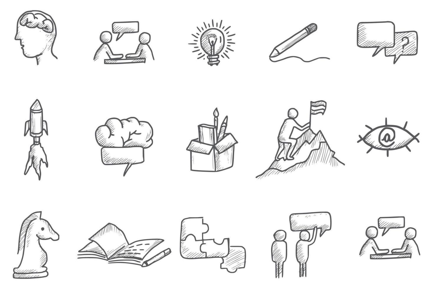 Hand draw doodle sketch icon set design vector