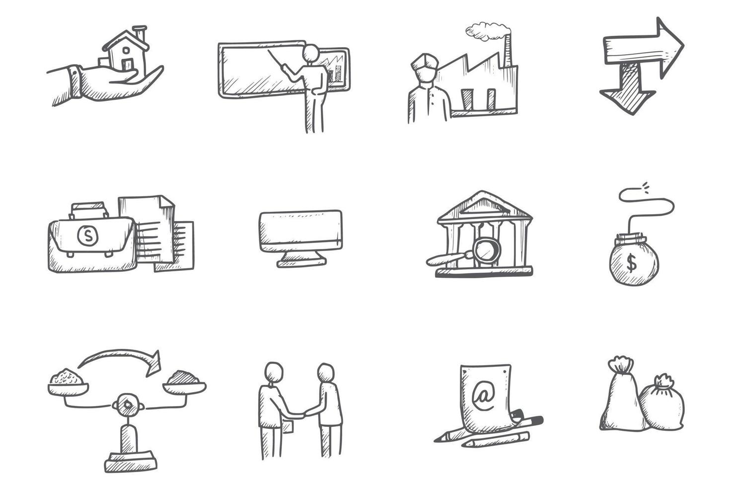 Hand draw doodle sketch icon set design vector