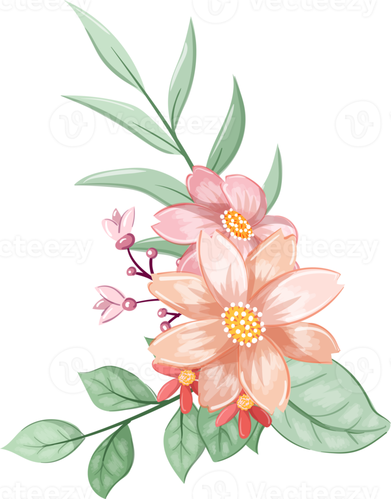 Orange Flower Arrangement with watercolor style png