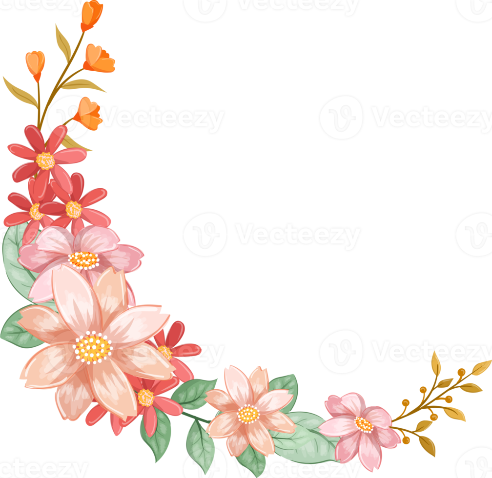 Orange Flower Arrangement with watercolor style png