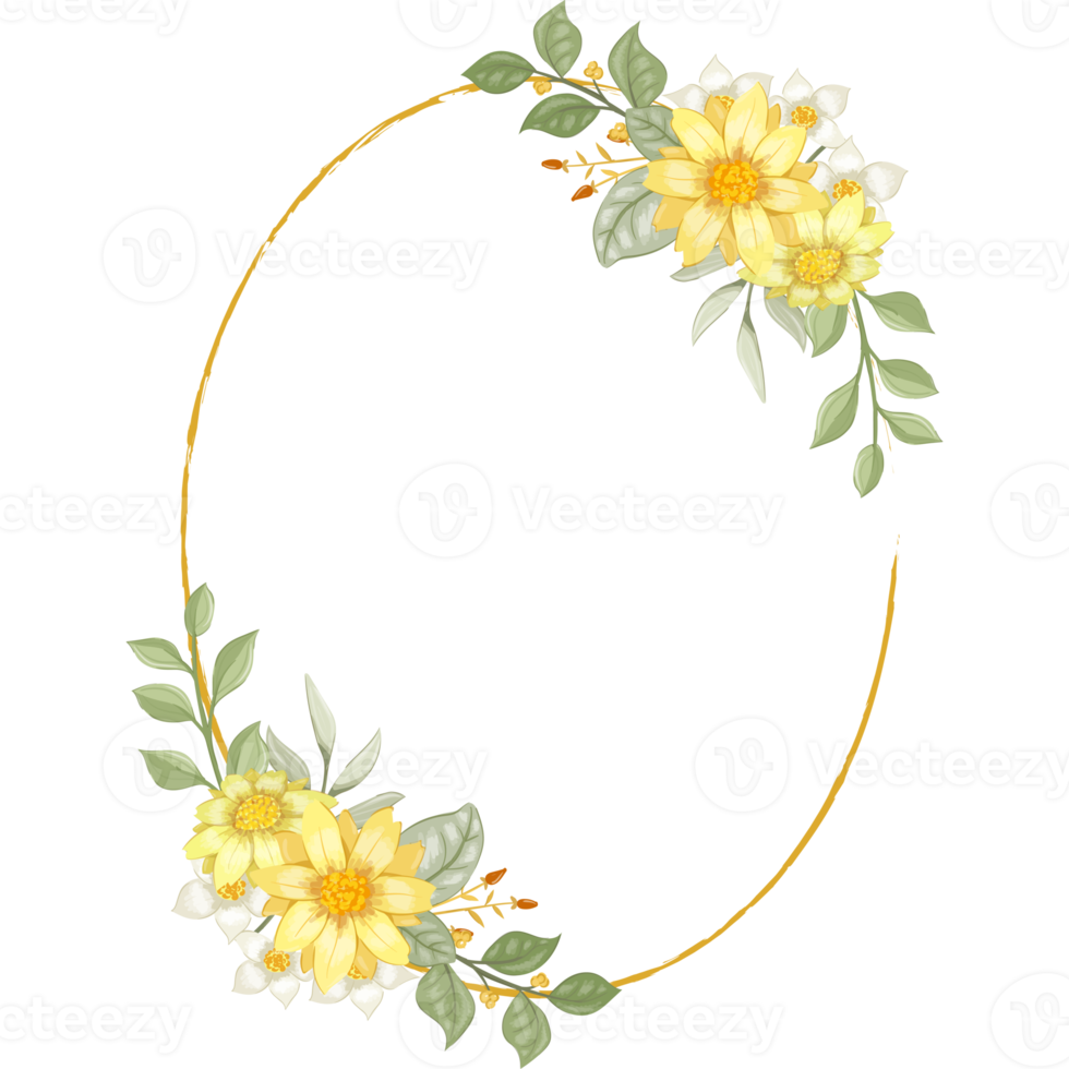 Yellow Flower Arrangement with watercolor style png