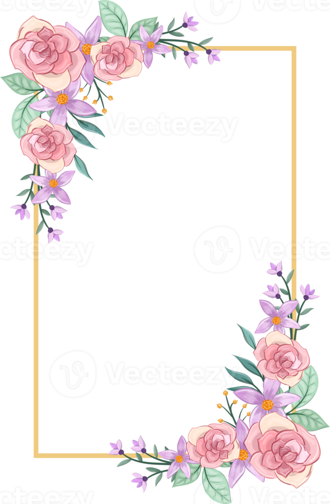 Pink flower arrangement with watercolor style png