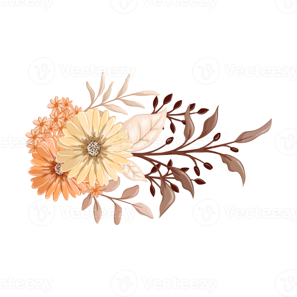 Orange Flower Arrangement with watercolor style png