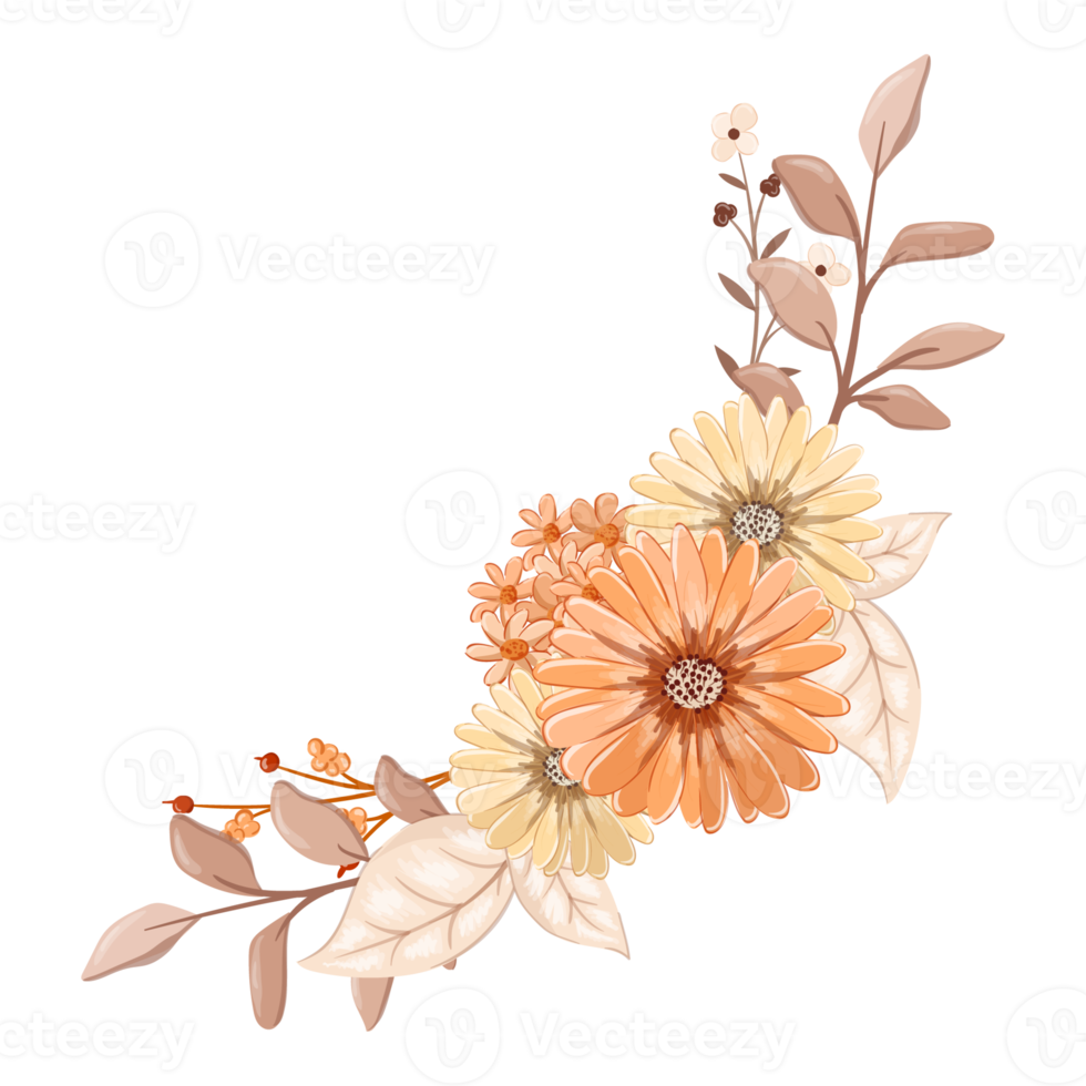 Orange Flower Arrangement with watercolor style png