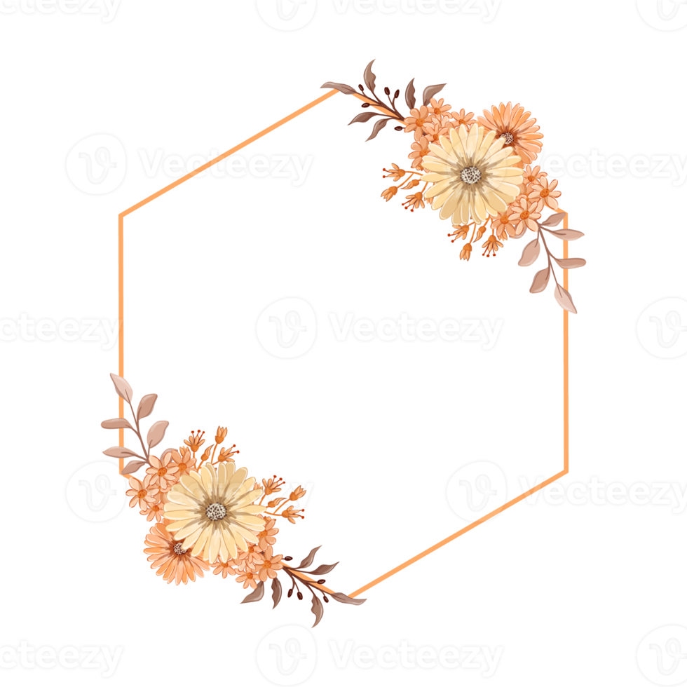 orange blomma arrangemang med vattenfärg stil png