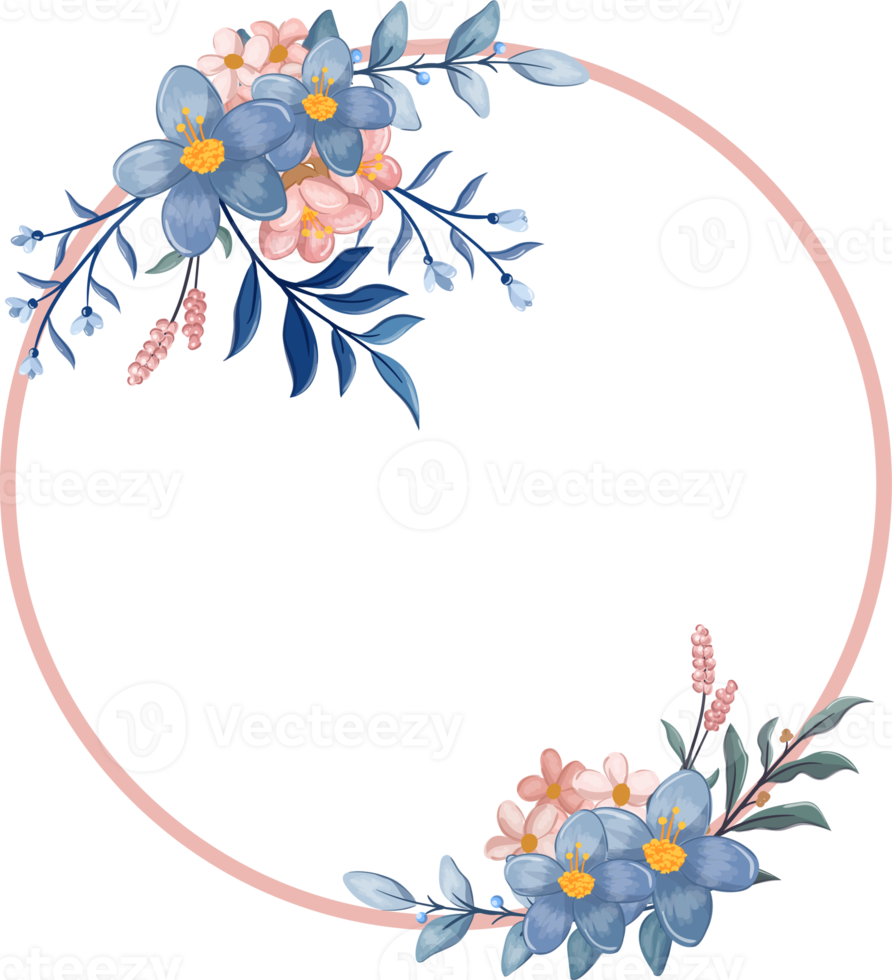 Blue Flower Arrangement with watercolor style png