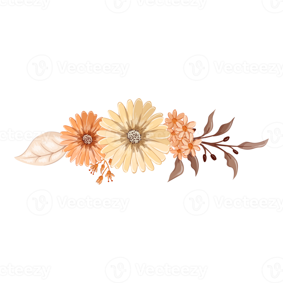 orange blomma arrangemang med vattenfärg stil png