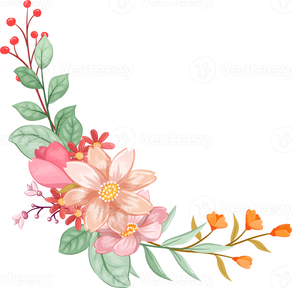 Orange Flower Arrangement with watercolor style png