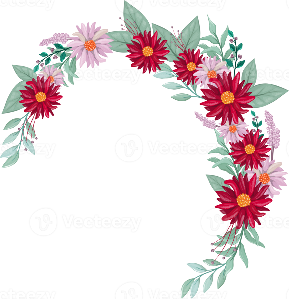 röd blomma arrangemang med vattenfärg stil png